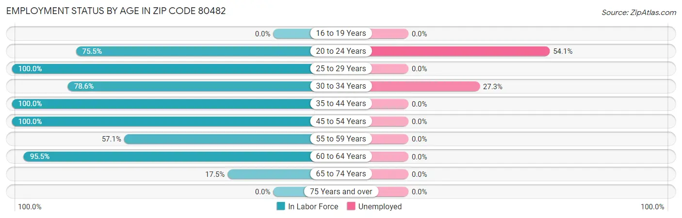 Employment Status by Age in Zip Code 80482