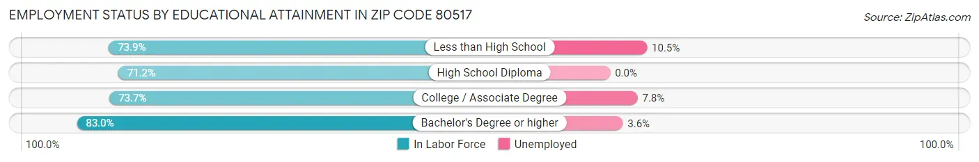 Employment Status by Educational Attainment in Zip Code 80517
