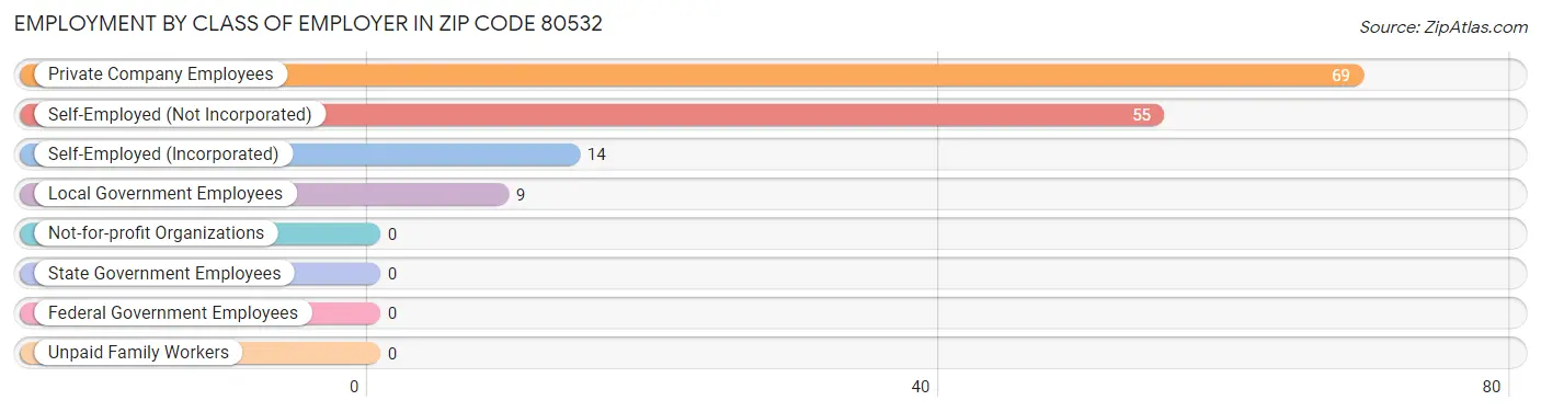 Employment by Class of Employer in Zip Code 80532