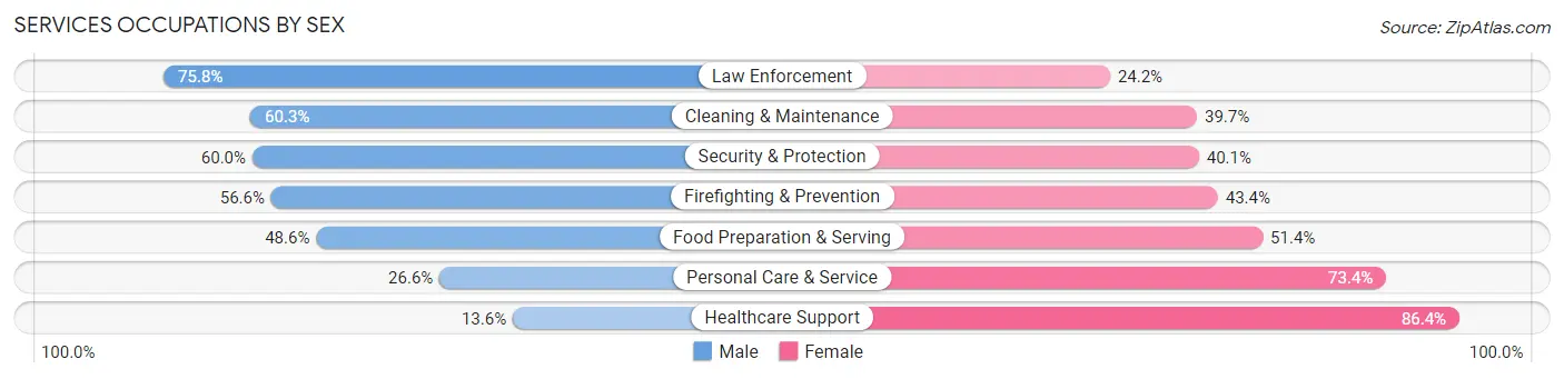 Services Occupations by Sex in Zip Code 80537