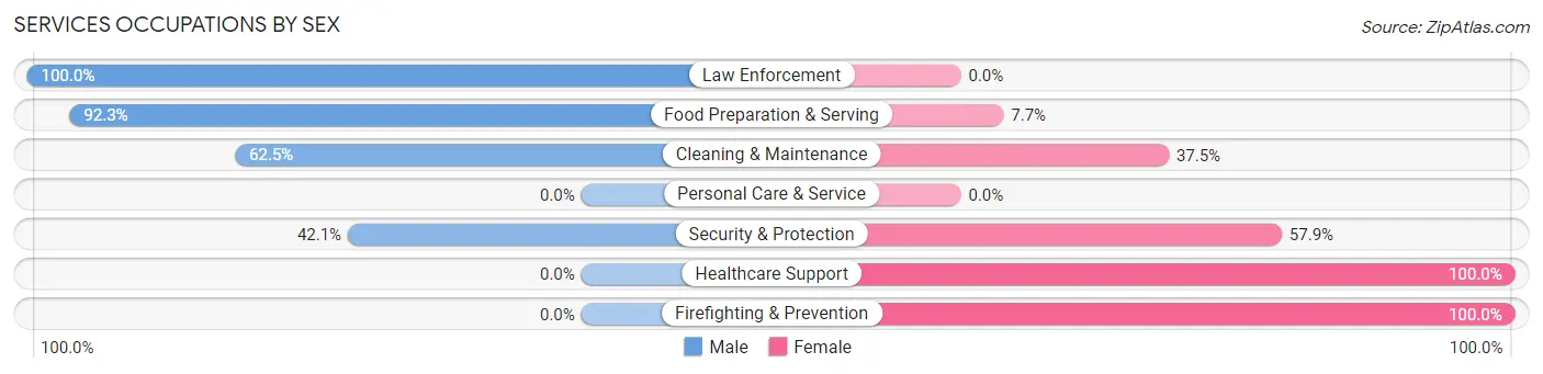 Services Occupations by Sex in Zip Code 80542