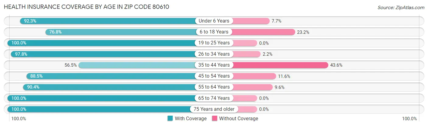 Health Insurance Coverage by Age in Zip Code 80610