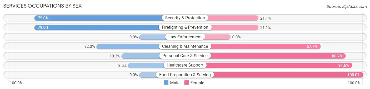 Services Occupations by Sex in Zip Code 80643