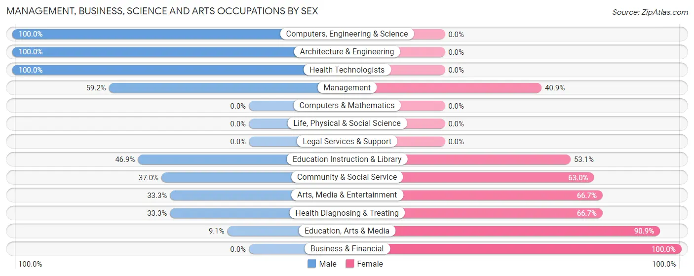 Management, Business, Science and Arts Occupations by Sex in Zip Code 80728