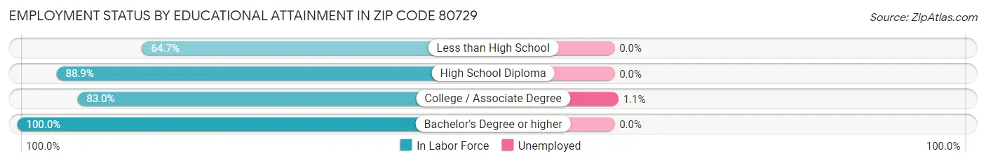 Employment Status by Educational Attainment in Zip Code 80729