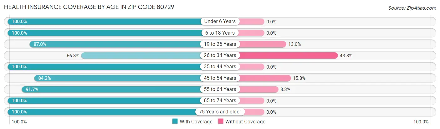 Health Insurance Coverage by Age in Zip Code 80729