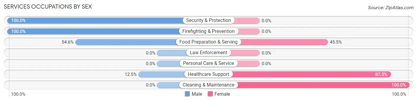 Services Occupations by Sex in Zip Code 80733