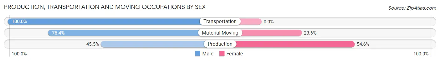 Production, Transportation and Moving Occupations by Sex in Zip Code 80734