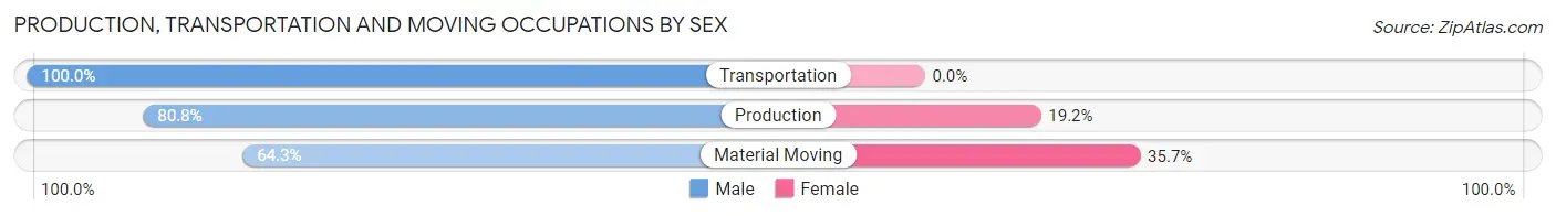 Production, Transportation and Moving Occupations by Sex in Zip Code 80737