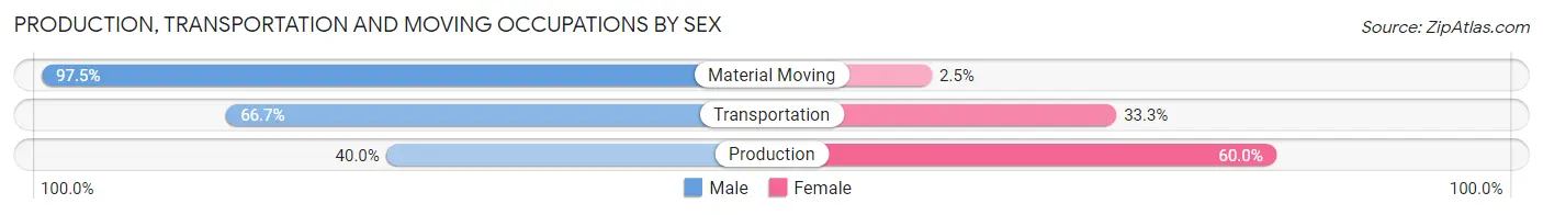 Production, Transportation and Moving Occupations by Sex in Zip Code 80741