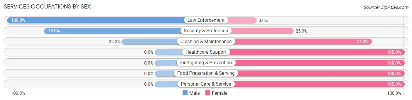 Services Occupations by Sex in Zip Code 80747