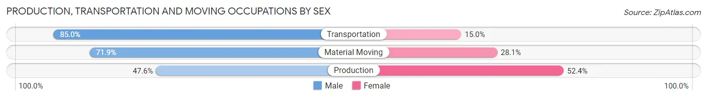 Production, Transportation and Moving Occupations by Sex in Zip Code 80758