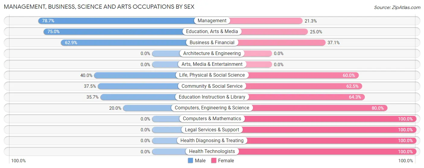 Management, Business, Science and Arts Occupations by Sex in Zip Code 80810