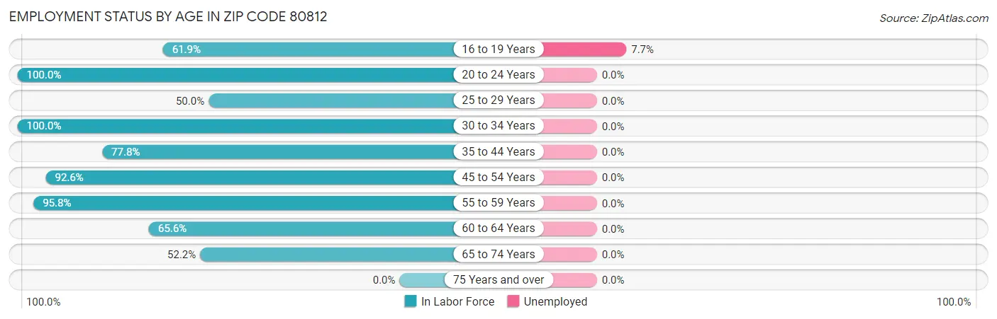 Employment Status by Age in Zip Code 80812
