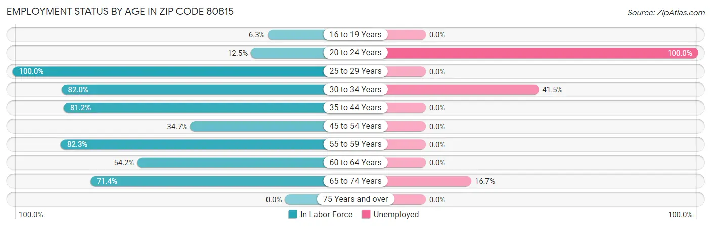 Employment Status by Age in Zip Code 80815