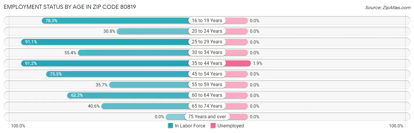 Employment Status by Age in Zip Code 80819