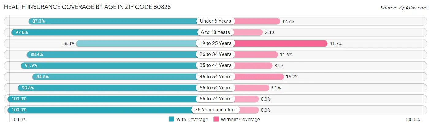 Health Insurance Coverage by Age in Zip Code 80828