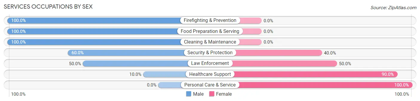 Services Occupations by Sex in Zip Code 80832