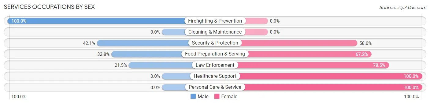 Services Occupations by Sex in Zip Code 80902