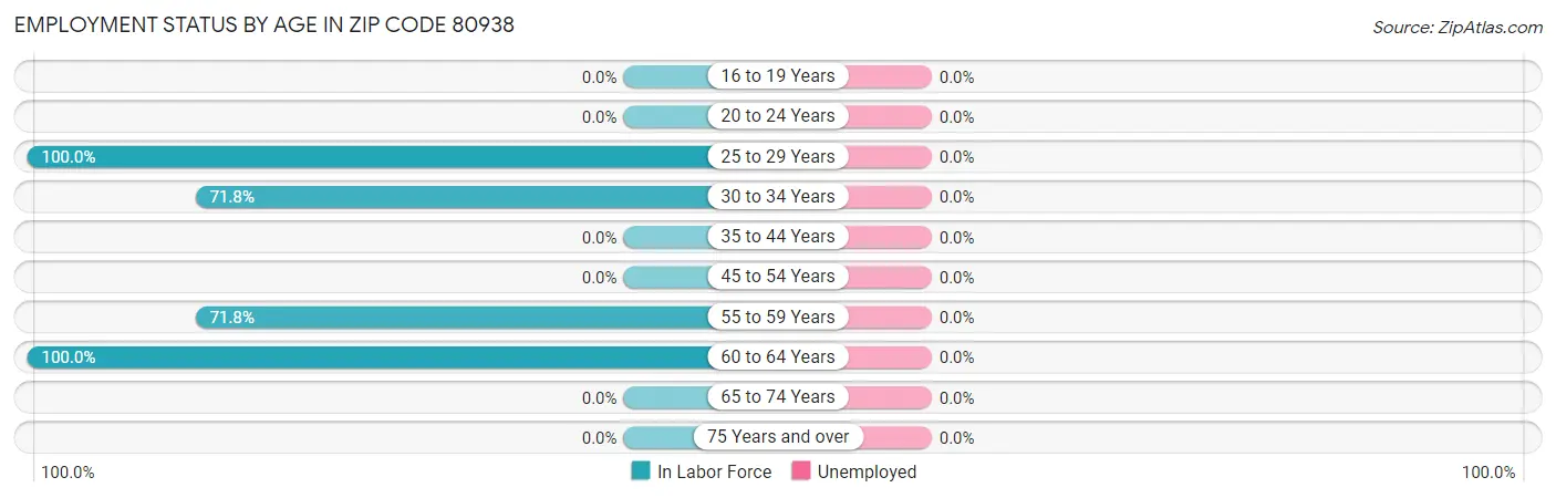 Employment Status by Age in Zip Code 80938