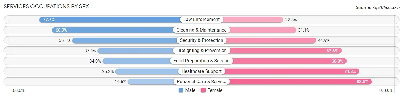 Services Occupations by Sex in Zip Code 81006