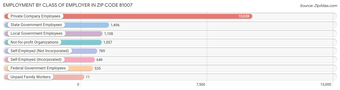 Employment by Class of Employer in Zip Code 81007