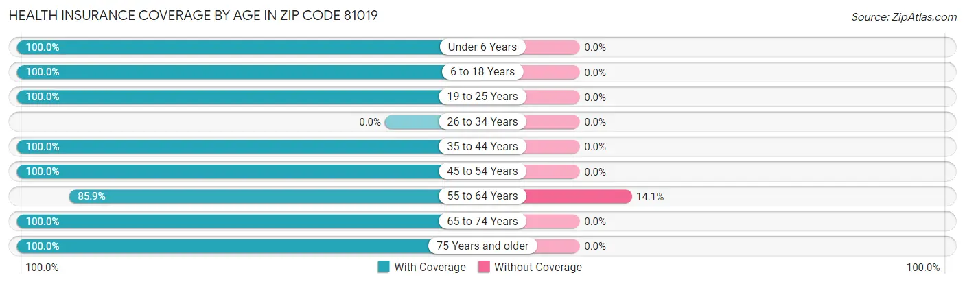 Health Insurance Coverage by Age in Zip Code 81019