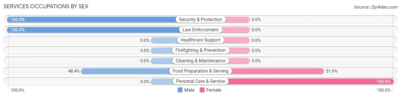 Services Occupations by Sex in Zip Code 81019
