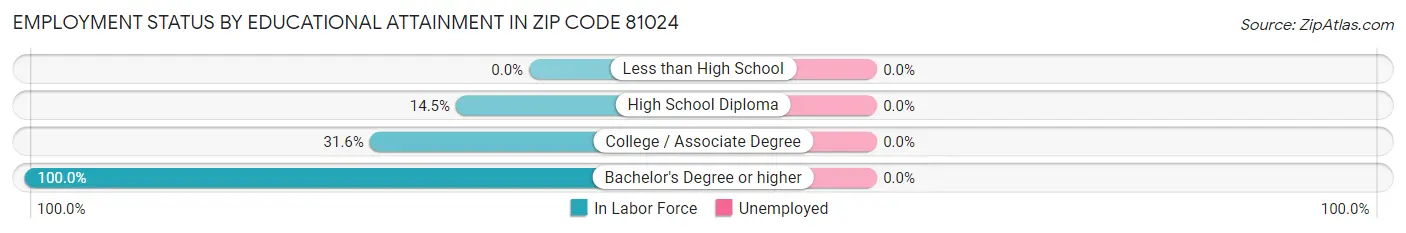 Employment Status by Educational Attainment in Zip Code 81024