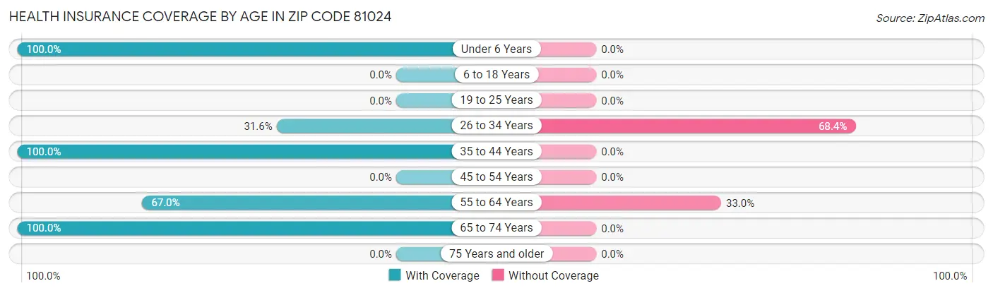 Health Insurance Coverage by Age in Zip Code 81024