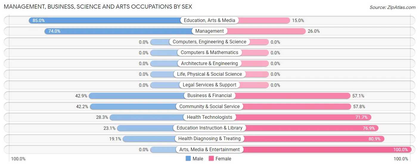 Management, Business, Science and Arts Occupations by Sex in Zip Code 81039