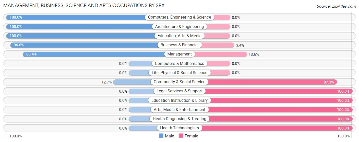Management, Business, Science and Arts Occupations by Sex in Zip Code 81055