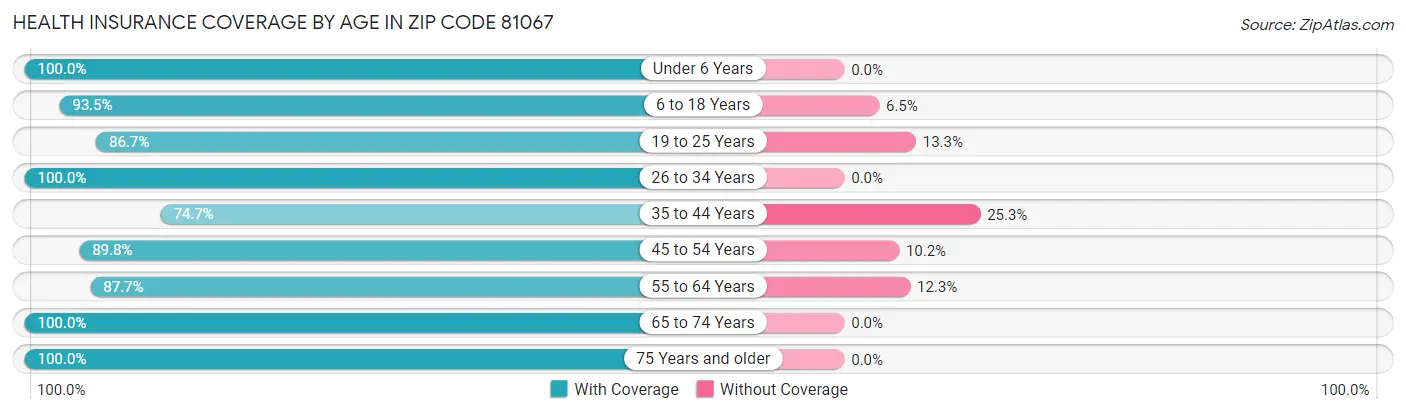 Health Insurance Coverage by Age in Zip Code 81067