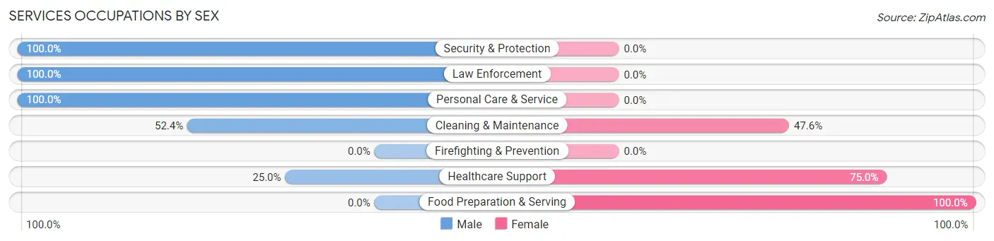 Services Occupations by Sex in Zip Code 81067
