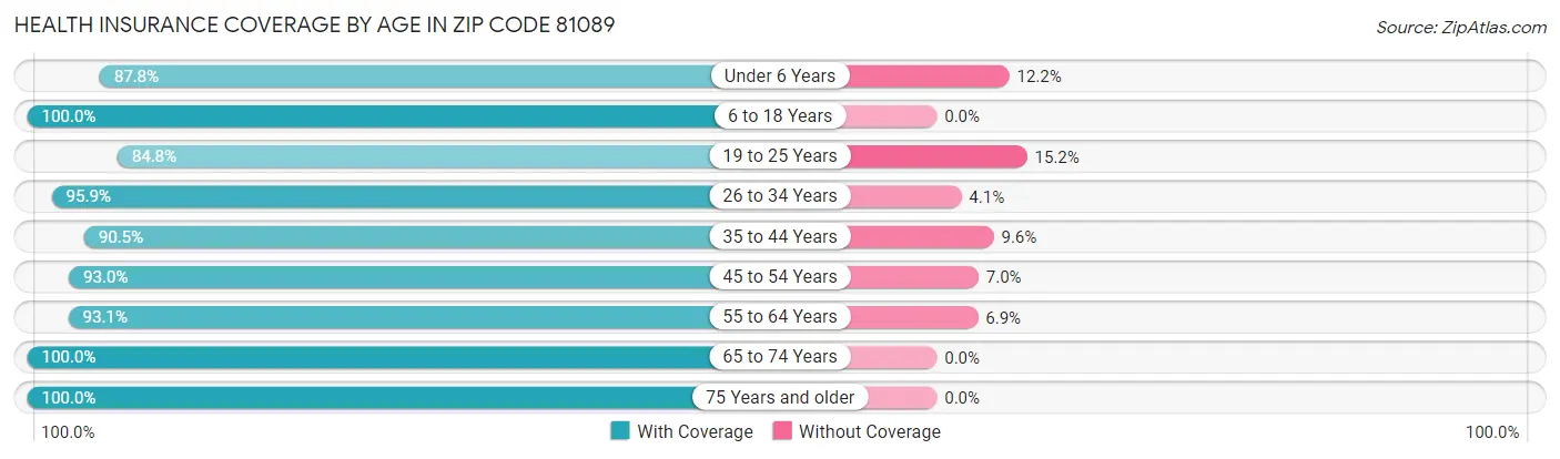 Health Insurance Coverage by Age in Zip Code 81089