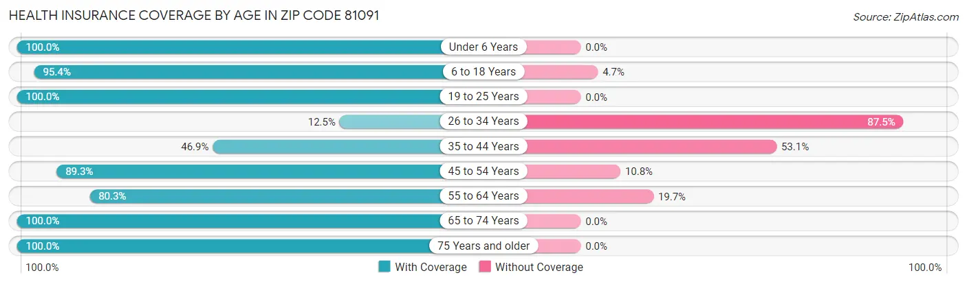 Health Insurance Coverage by Age in Zip Code 81091