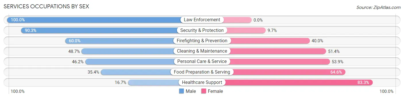 Services Occupations by Sex in Zip Code 81132