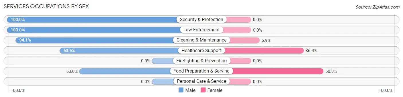 Services Occupations by Sex in Zip Code 81141