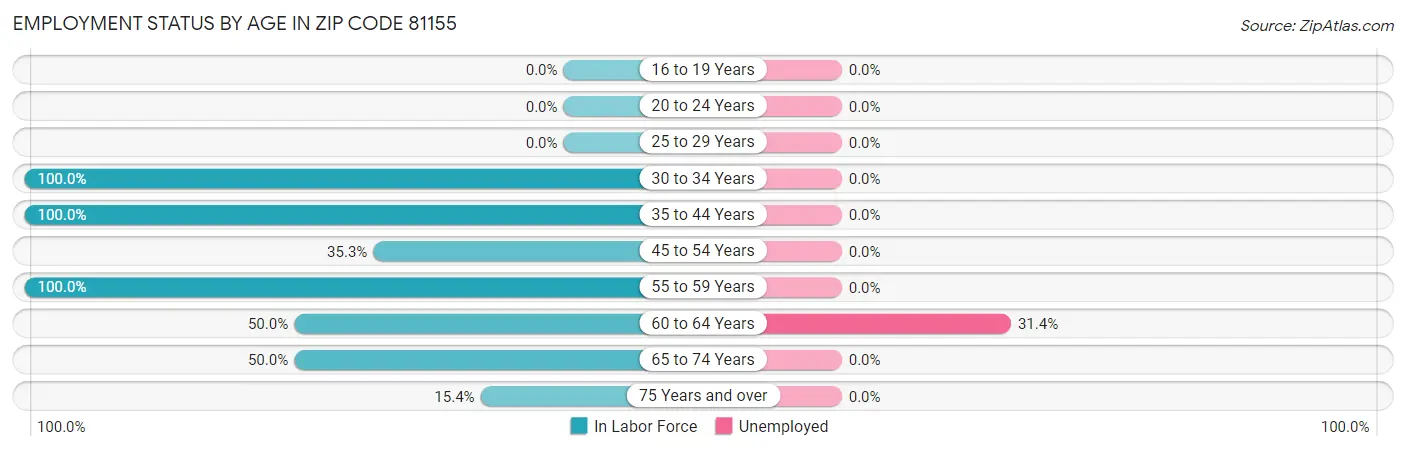 Employment Status by Age in Zip Code 81155