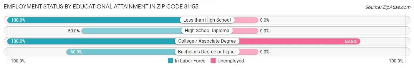 Employment Status by Educational Attainment in Zip Code 81155