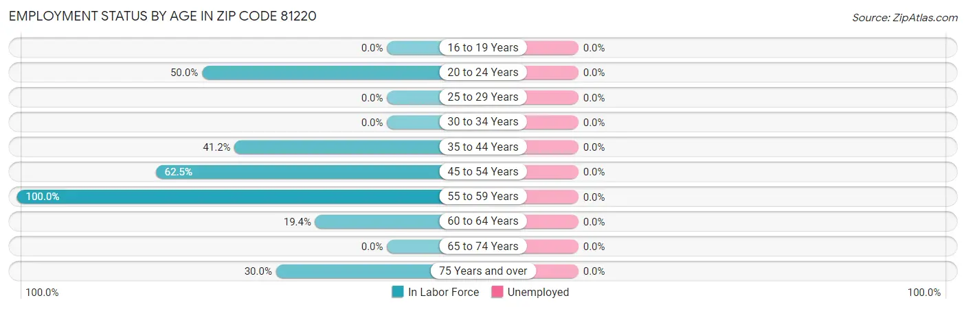 Employment Status by Age in Zip Code 81220