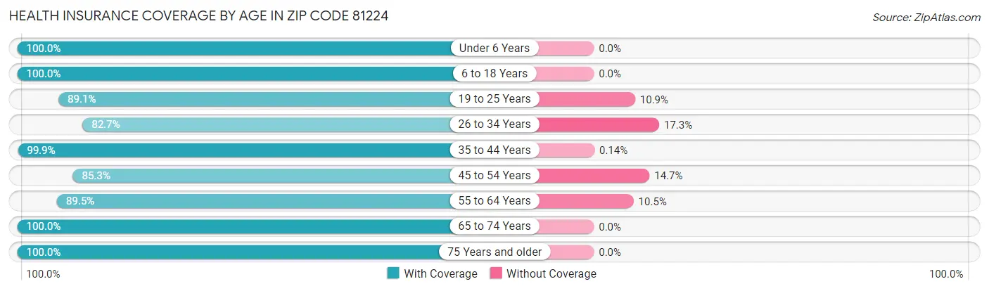 Health Insurance Coverage by Age in Zip Code 81224