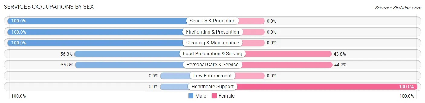 Services Occupations by Sex in Zip Code 81224