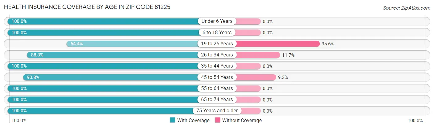 Health Insurance Coverage by Age in Zip Code 81225