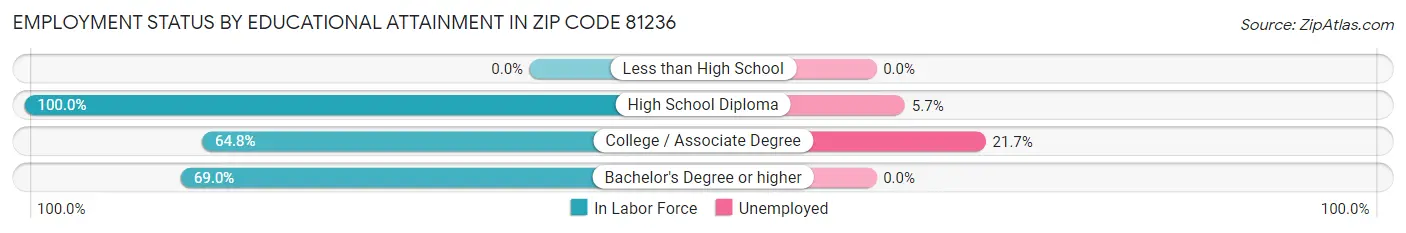 Employment Status by Educational Attainment in Zip Code 81236