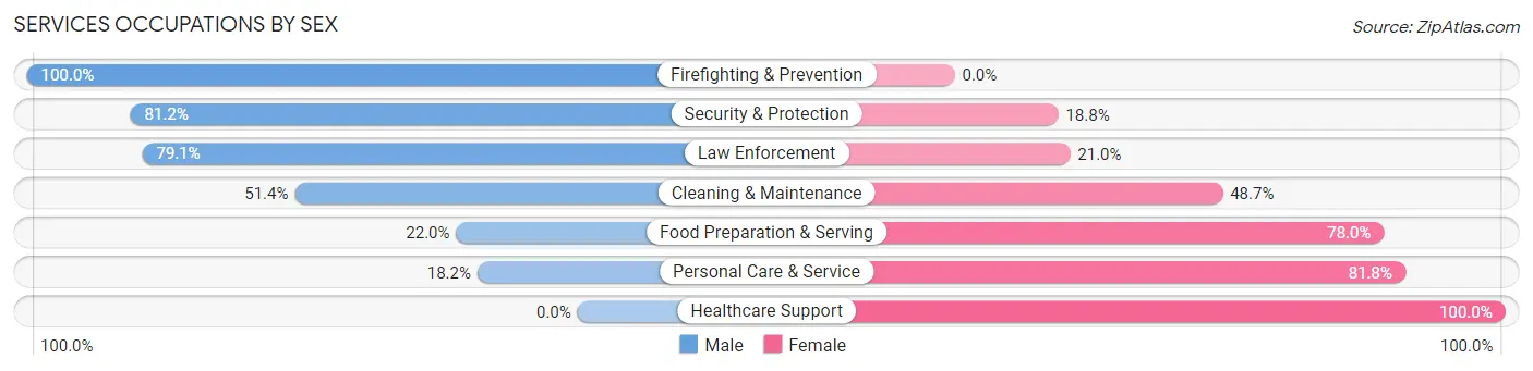 Services Occupations by Sex in Zip Code 81240