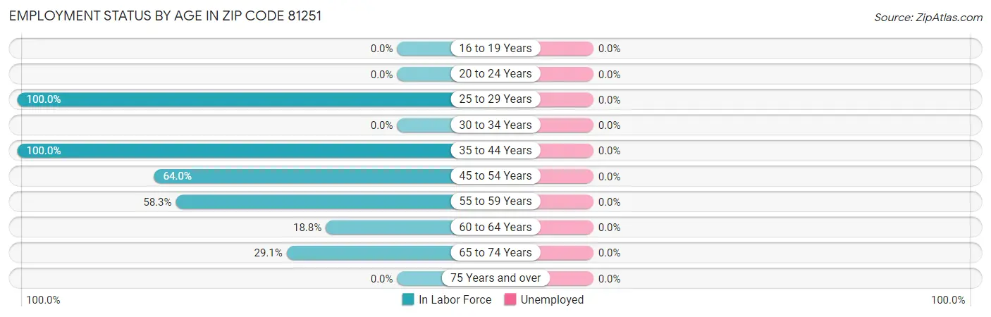 Employment Status by Age in Zip Code 81251