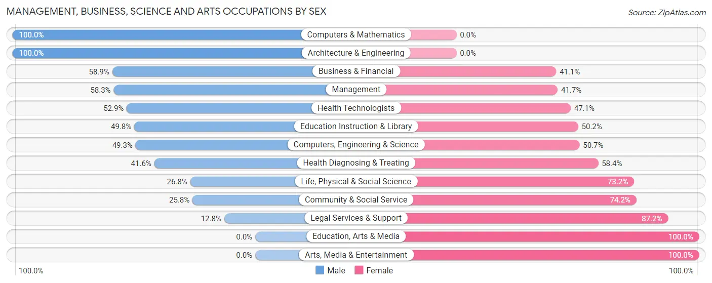 Management, Business, Science and Arts Occupations by Sex in Zip Code 81321