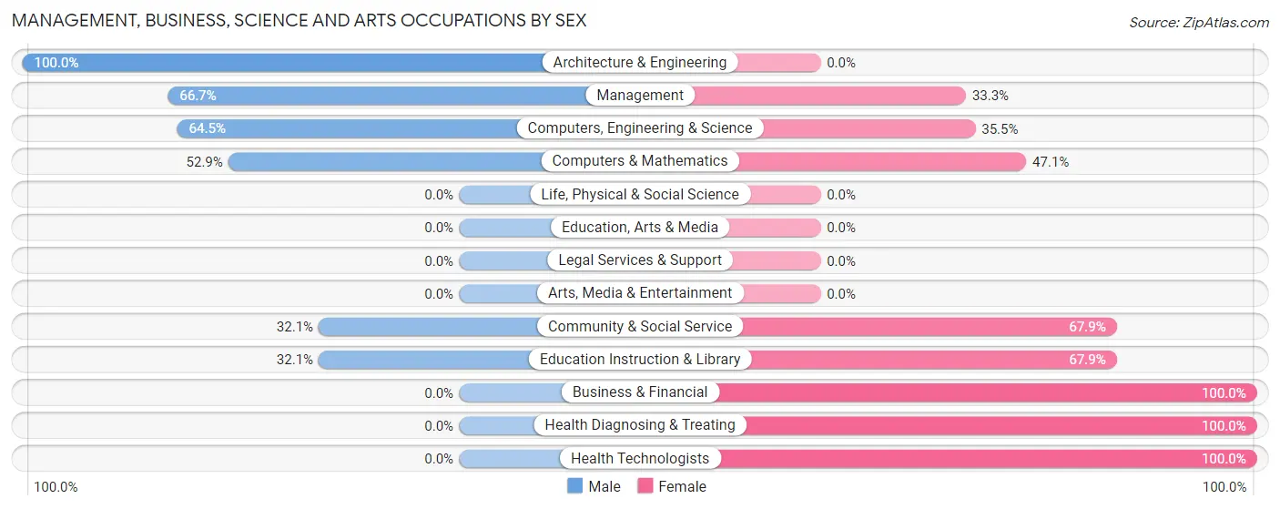 Management, Business, Science and Arts Occupations by Sex in Zip Code 81324