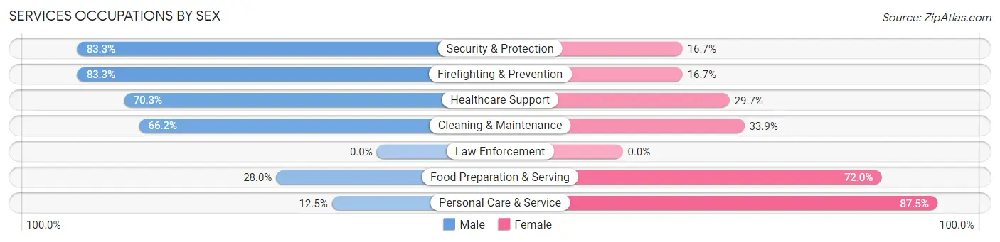 Services Occupations by Sex in Zip Code 81326